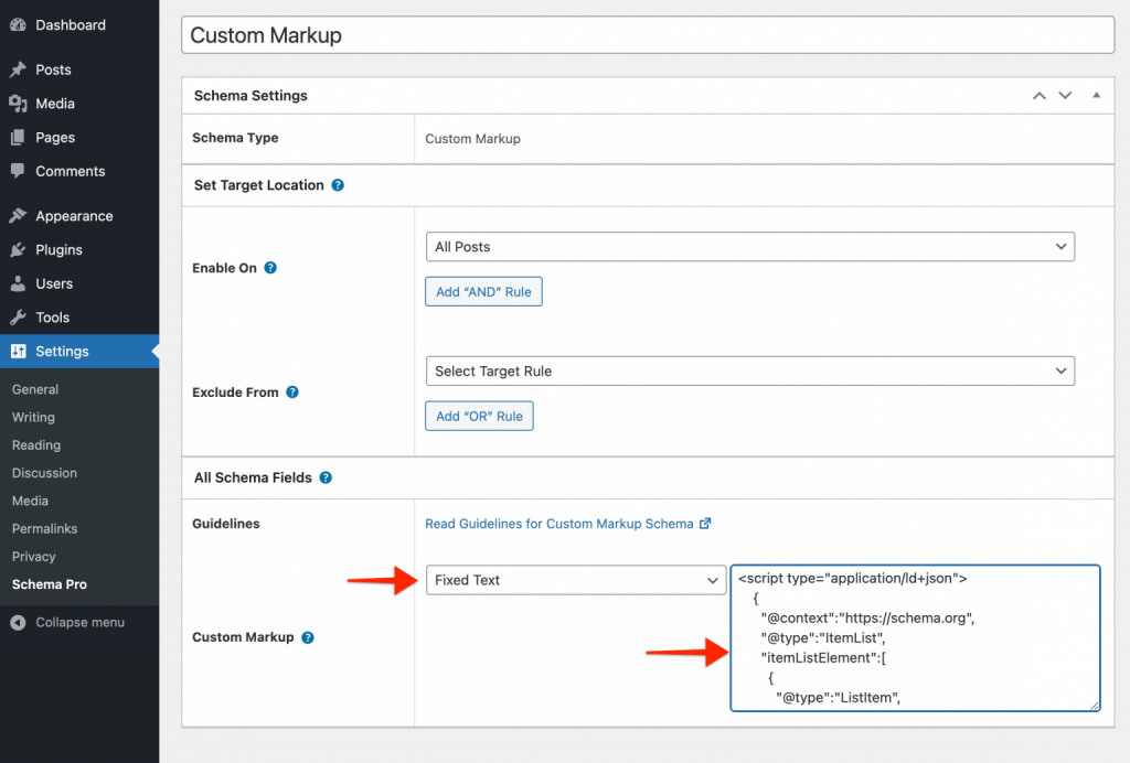 Global custom schema markup